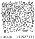 set of drawing objects used for decoration illustration vector sketch with black lines 141927335