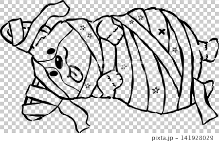 Cute Halloween Corgi Outline Mummy Costume Hand Drawn Whimsical Illustration Cute Halloween Corgi Outline Mummy Costume Hand Drawn Whimsical Illustration 141928029