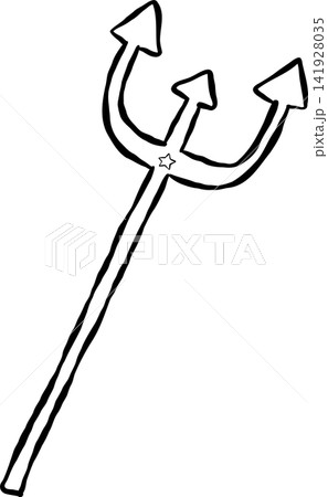 Cute Trident Outline Hand Drawn Whimsical Illustration Cute Trident Outline Hand Drawn Whimsical Illustration 141928035