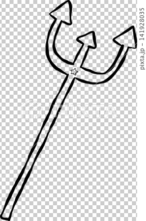 Cute Trident Outline Hand Drawn Whimsical Illustration Cute Trident Outline Hand Drawn Whimsical Illustration 141928035