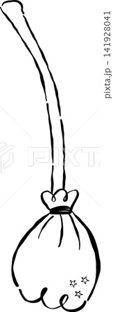 Magical Witch Broomstick Outline Hand Drawn Whimsical Illustration Magical Witch Broomstick Outline Hand Drawn Whimsical Illustration 141928041