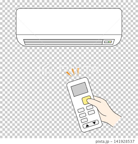 使用遙控器操作空調的示意圖。 141928537