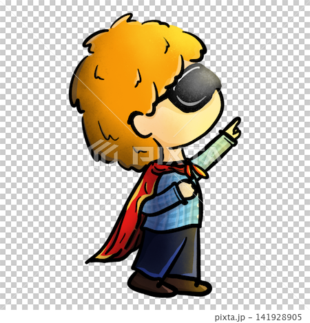 Little boy in superhero cloak pointing upwards cartoon illustration Little boy in superhero cloak pointing upwards cartoon illustration 141928905