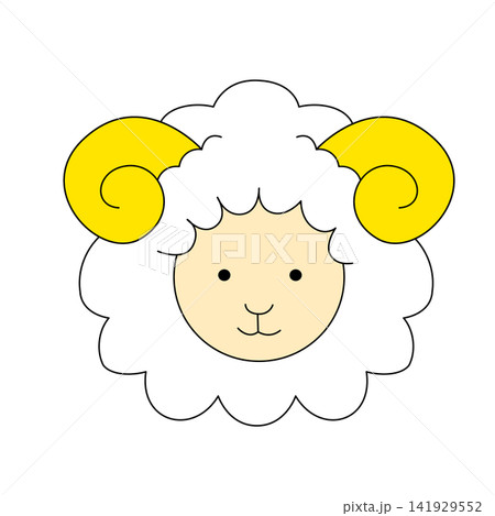 かわいい羊の顔のキャラクターと動物 141929552