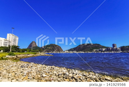 Sugarloaf mountain and Botafogo Beach panorama Rio de Janeiro Brazil. Sugarloaf mountain and Botafogo Beach panorama Rio de Janeiro Brazil. 141929566