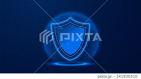 Cyber security shield background with digital binary code Cyber security shield background with digital binary code 141930310