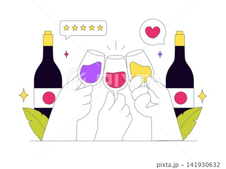 Wine Tasting Vector Illustration Featuring Sommelier, Wine Glasses, Bottle Selection, Grape Pairing, And Elegant Tasting Experience Wine Tasting Vector Illustration Featuring Sommelier, Wine Glasses, Bottle Selection, Grape Pairing, And Elegant Tasting Experience 141930632