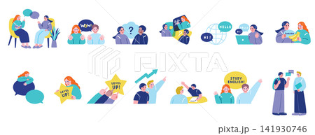 英語を学習する人々のイラストセット 英語を学習する人々のイラストセット 141930746