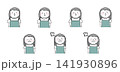 女性の喜びから怒りまでのいろいろな表情イラストセット 141930896