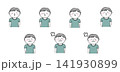 男の子の喜びから怒りまでのいろいろな表情イラストセット 141930899