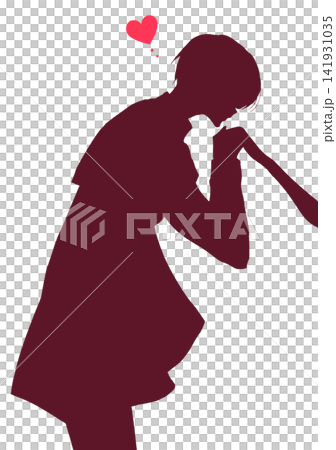 一位王子親吻著手背;一件斗篷;一個心形符號;一個剪影。 一位王子親吻著手背;一件斗篷;一個心形符號;一個剪影。 141931035