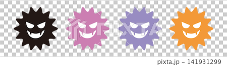 Vector icon of a virus with fangs (4-color set) Vector icon of a virus with fangs (4-color set) 141931299