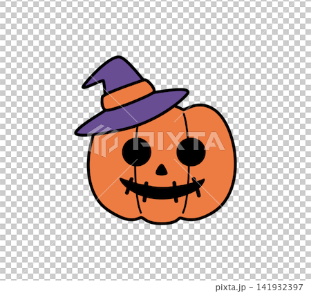 An illustration of a jack-o'-lantern wearing a hat. An illustration of a jack-o'-lantern wearing a hat. 141932397