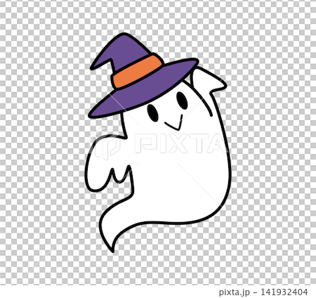An illustration of a ghost wearing a pointed hat. An illustration of a ghost wearing a pointed hat. 141932404