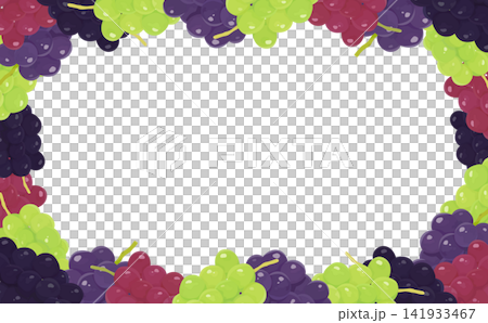 Realistic and colorful transparent grape frame 3_horizontal Realistic and colorful transparent grape frame 3_horizontal 141933467
