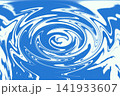 Dynamic deep abstract swirling liquid background of deep azure blue and creamy white, like a circles on the water. 141933607