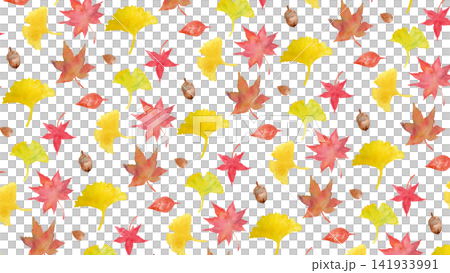 Web pattern background with illustrations of autumn foliage such as ginkgo, maple, and Japanese maple. Web pattern background with illustrations of autumn foliage such as ginkgo, maple, and Japanese maple. 141933991