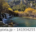Waterfall And Golden Autumn Forest In Arrow Bamboo Lake Jiuzhaigou National Park 141934255