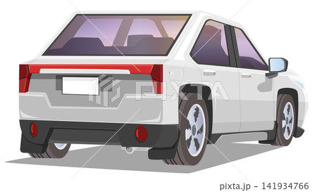 Clean of the rear view of a modern white sedan car. showcasing its taillights rear windshield wheels and bumper design on a isolated white background. Clean of the rear view of a modern white sedan car. showcasing its taillights rear windshield wheels and bumper design on a isolated white background. 141934766
