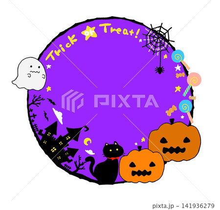 ハロウィン　手描きイラストフレーム 141936279
