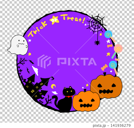 ハロウィン　手描きイラストフレーム 141936279