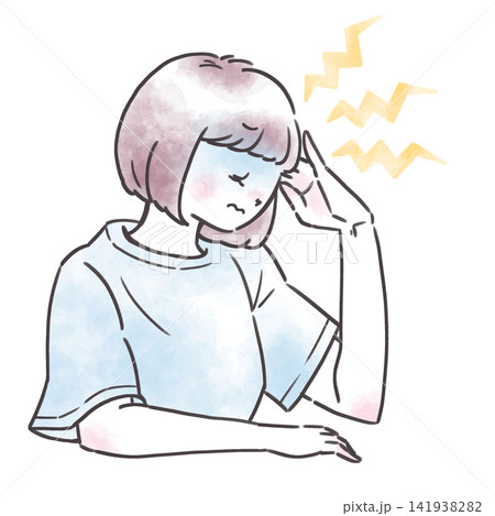 体調不良の人物イラスト 頭痛 体調不良の人物イラスト 頭痛 141938282
