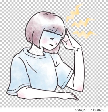 体調不良の人物イラスト 頭痛 体調不良の人物イラスト 頭痛 141938282