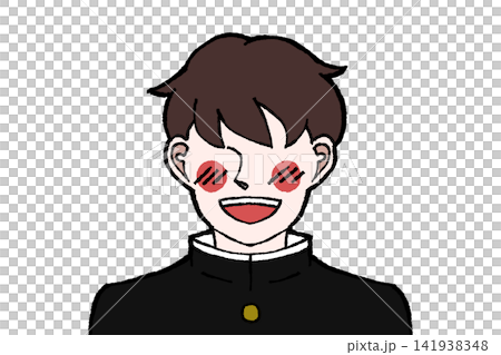 Male student in uniform, smiling, blushing, bust-up illustration 141938348
