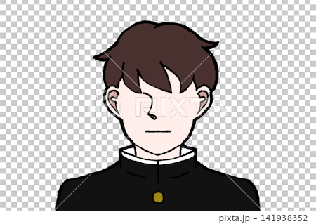 Male student in uniform, serious expression, no facial expression, bust-up illustration Male student in uniform, serious expression, no facial expression, bust-up illustration 141938352