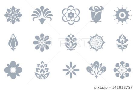 Flower icons set. Isolated elements for design. Vector graphics. Flower collection Flower icons set. Isolated elements for design. Vector graphics. Flower collection 141938757