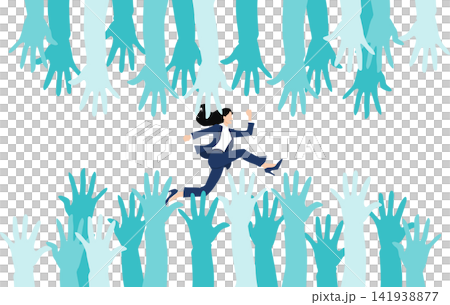 手を上げるイラスト 141938877
