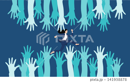 Illustration of raising a hand 141938878