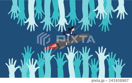 手を上げるイラスト 141938907