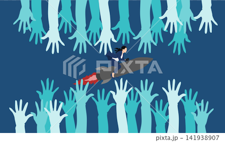 手を上げるイラスト 141938907
