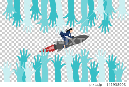 手を上げるイラスト 141938908