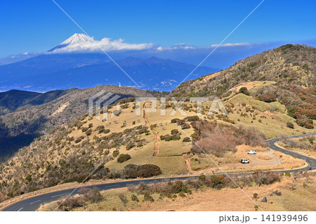 伊豆半島の伊豆山稜線歩道 達磨山から望む富士山と西伊豆スカイラインの景観 伊豆半島の伊豆山稜線歩道 達磨山から望む富士山と西伊豆スカイラインの景観 141939496
