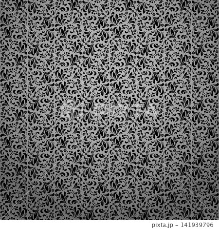 Flower pattern. Seamless gray and black ornament. Graphic vector background Flower pattern. Seamless gray and black ornament. Graphic vector background 141939796