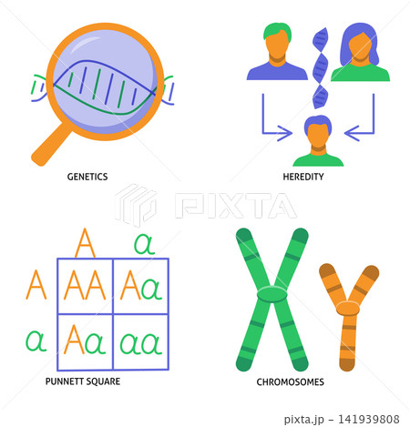 Genetics and heredity flat icon set Genetics and heredity flat icon set 141939808