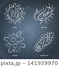 Microbiology chalkboard icon set 141939970