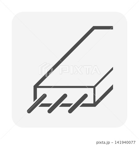 Reinforced concrete slab vector icon, structural floor section with rebar detailing. Reinforced concrete slab vector icon, structural floor section with rebar detailing. 141940077