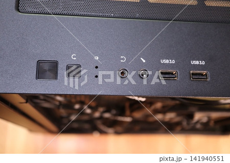 Close-up of Electronic Device Ports and Controls Close-up of Electronic Device Ports and Controls 141940551