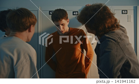 Aggressive Teenagers Mocking and Recording Physical Bullying on Smartphone 141941162