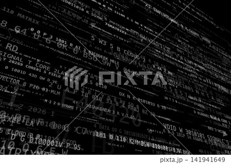 デジタル空間を流れるコードと数字の抽象的な背景 デジタル空間を流れるコードと数字の抽象的な背景 141941649