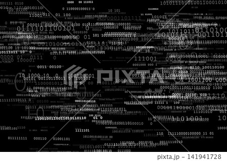 無数のバイナリコードが交差するデジタルデータの世界 141941728
