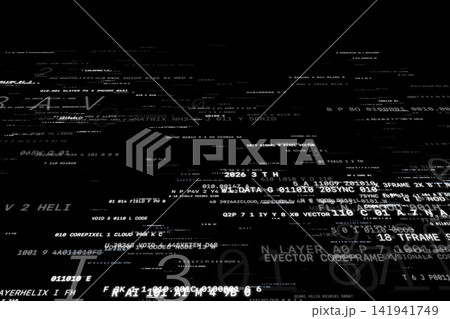 暗号化されたテキストが流れるサイバー空間 141941749