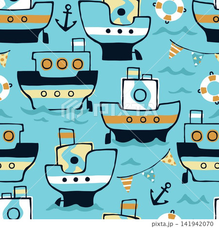 Cute nautical ship seamless pattern for kids and baby 141942070