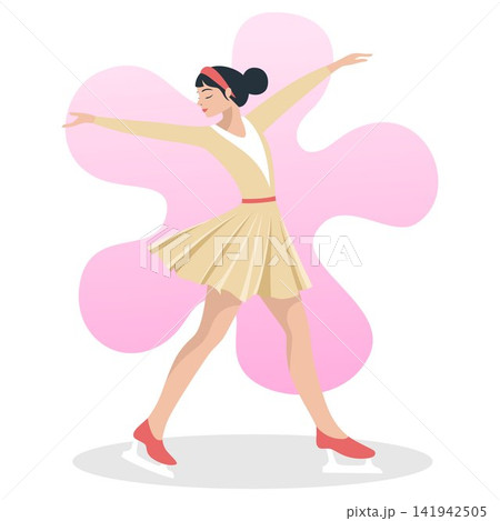 Elegant Woman Ice Skating Illustration Elegant Woman Ice Skating Illustration 141942505