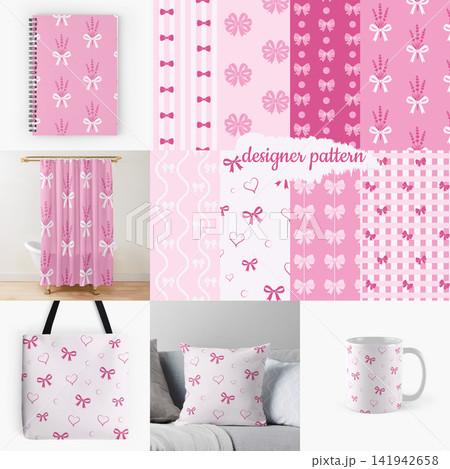 Designer pattern bundle with pink feminine backgrounds and mockups Designer pattern bundle with pink feminine backgrounds and mockups 141942658