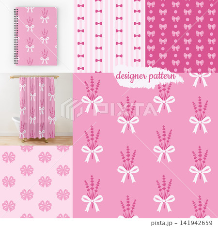 Designer pattern bundle with pink botanical backgrounds and mockups Designer pattern bundle with pink botanical backgrounds and mockups 141942659