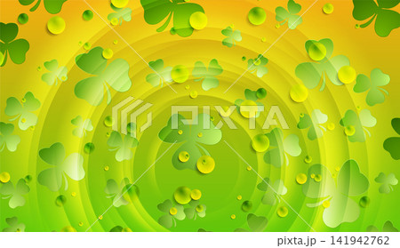 St Patrick Day green orange abstract background with shamrock leaves St Patrick Day green orange abstract background with shamrock leaves 141942762